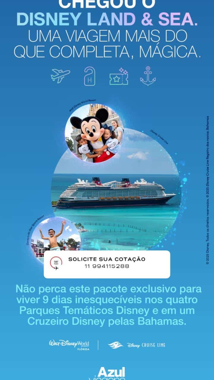 Oferta de viagem para Orlando publicada pela R4F Viagens